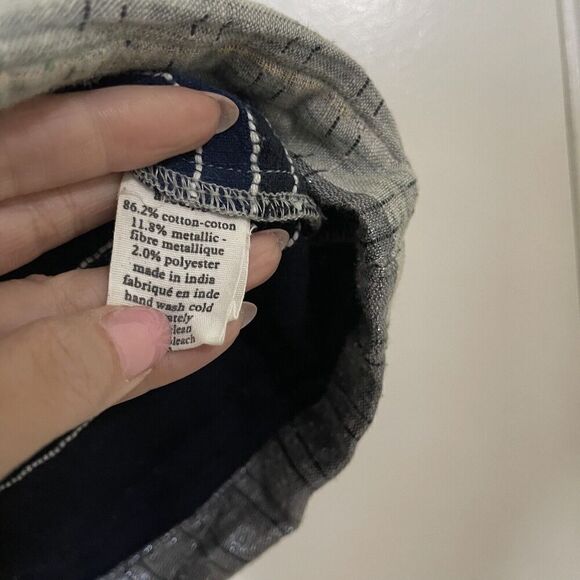 Ace & Jig gray striped shimmer sleeveless v neck button front top Medium - Picture 4 of 6